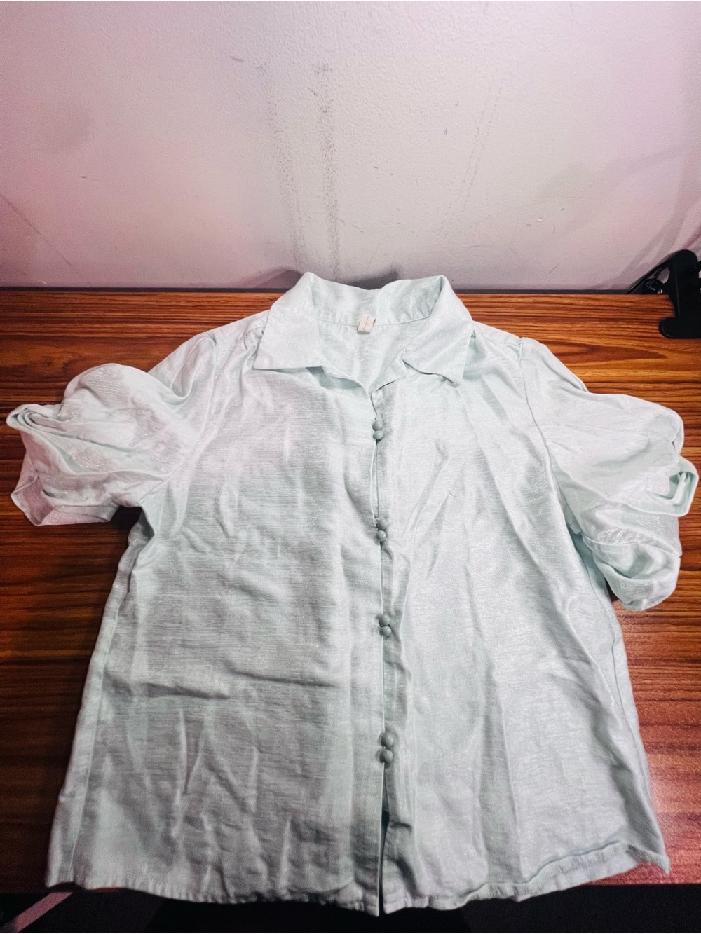 Mango Light Mint Collared Blouse